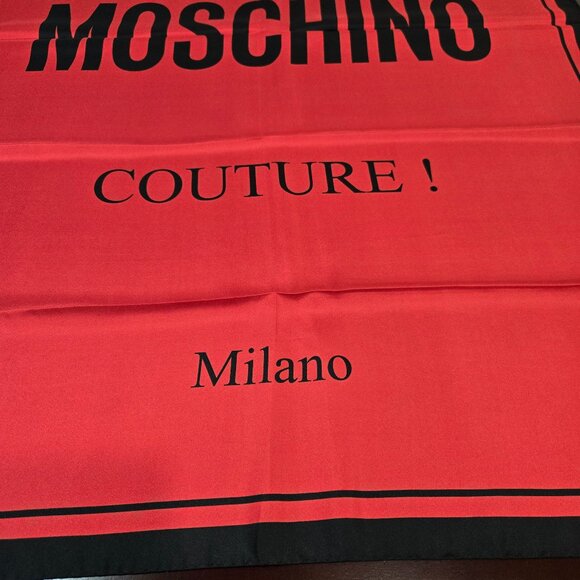 Moschino Couture Logo-Print Silk Scarf - Red - Picture 3 of 6